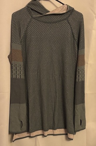 Krimson Klover Women's Silk & Merino Wool Blend Sweater Hoodie Tunic Green XL