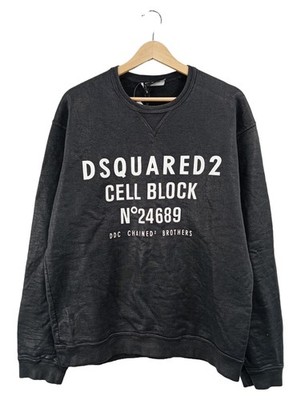 Dsquared2 Herren Pullover Sweatshirt Schwarz Gr. 52 / XL Cell Block Print