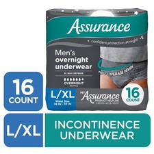 Men's Overnight Incontinence Underwear Large X-Large Ultimate Absorbency 16