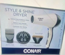 Conair 1875 Hair Dryer Diffuser Ionic Technology Adjustable Heat Settings