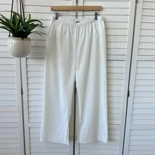 Kal Rieman Split Hem Capri Cropped Pants Ecru Broaddcloth Pull On Size L
