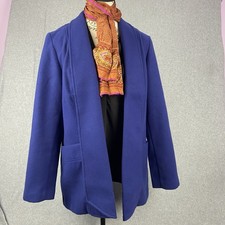 Chicos Blazer Womens 1/M Blue Open Front Jacket Stretch Quiet Lux Mature Career