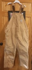 Carhartt Red Quilt Lined Insulated Bib Overalls Mens Actual 52x29 Duck Canvas