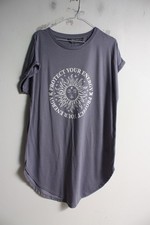Primark Womens Sun Print Boho Hoppy Smock T-Shirt Tp Blue - Size XL (C88)