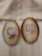 2 Vintage Handpainted  LIPPER & MANN  Oval Nut Plates