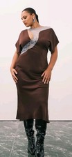 Asos Design Curve Lace Applique Satin Midi Dress in Plum & Blue US size 18 NWT!!