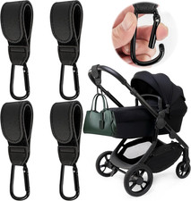 4 Pcs Leather Buggy Clips,Pram Hook Clip,Pram Rocker Clip for Bags，Buggy Bike Ro