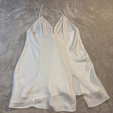 VTG Y2K Victoria's Secret 100 Silk Ivory Chemise Nightgown Bride L Large Gold