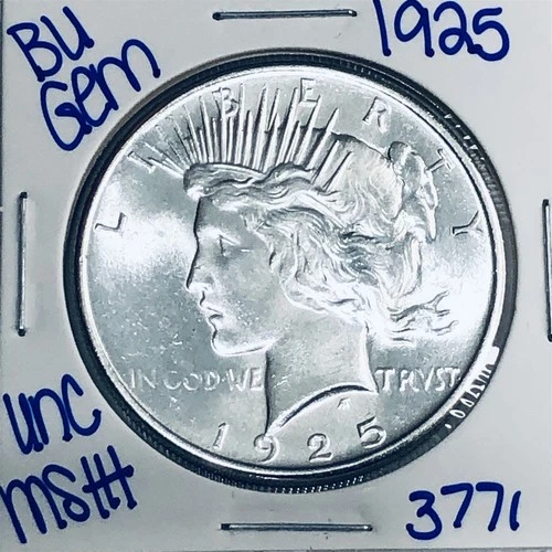 1925 BU UNCIRCULATED SILVER PEACE DOLLAR AUTHENTIC U.S. MINT FREE SHIPPING 3771