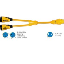 Marinco Y504-2-504 EEL 2 50A-125/250V Female to 1 50A-125/250V Male "Y" Ada...