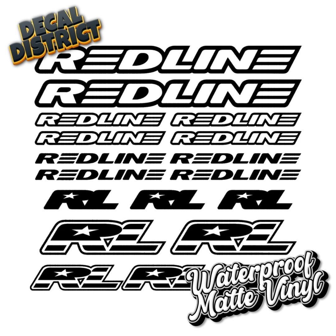 Redline Vinyl Bike Frame Decals - Waterproof Vinyl - 29cm