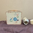 Vintage Floral Metal Lunch Box w/ Matching Thermos, White Pink Blue — photo 4