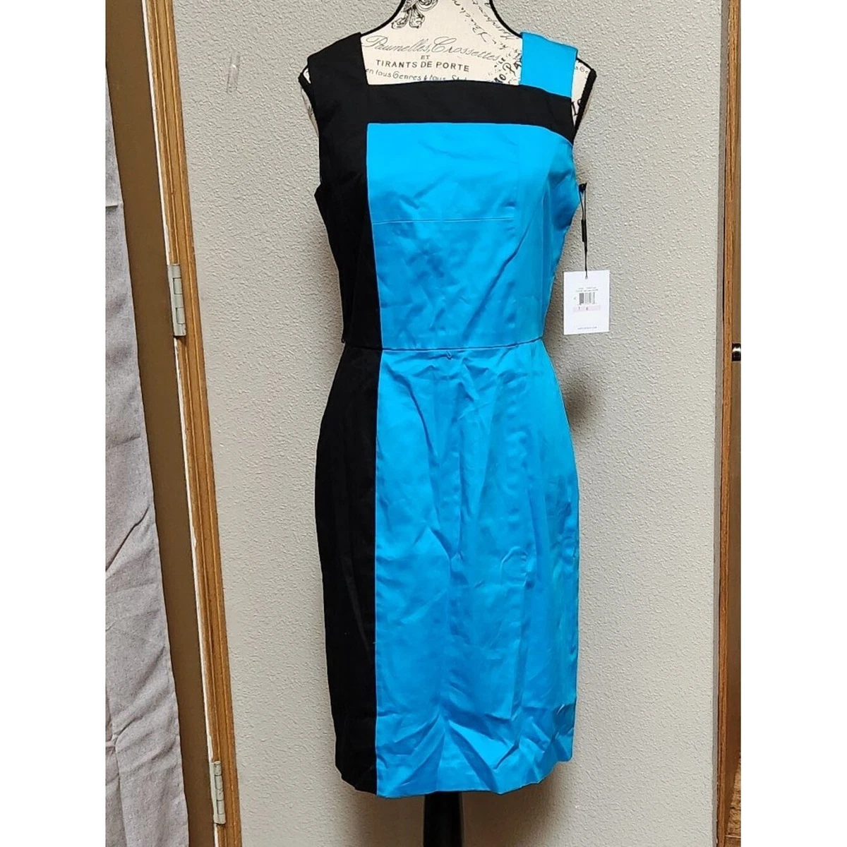 calvin klein blue and black dress Calvin Klein | Dresses | Nwt Calvin Klein 6 Blue Black Colorblock Scuba  Sheath Dress