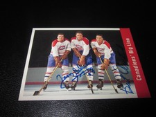 JEAN BELIVEAU BERT OLMSTEAD SIGNED AUTO 1955-56 PARKHURST REPRINT CARD # 164