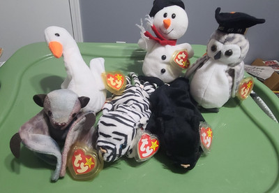 Ty Beanie Baby Mixed Lot of 6 Vintage  Snowball,Wiser, Velvet,Batty,Gracie 