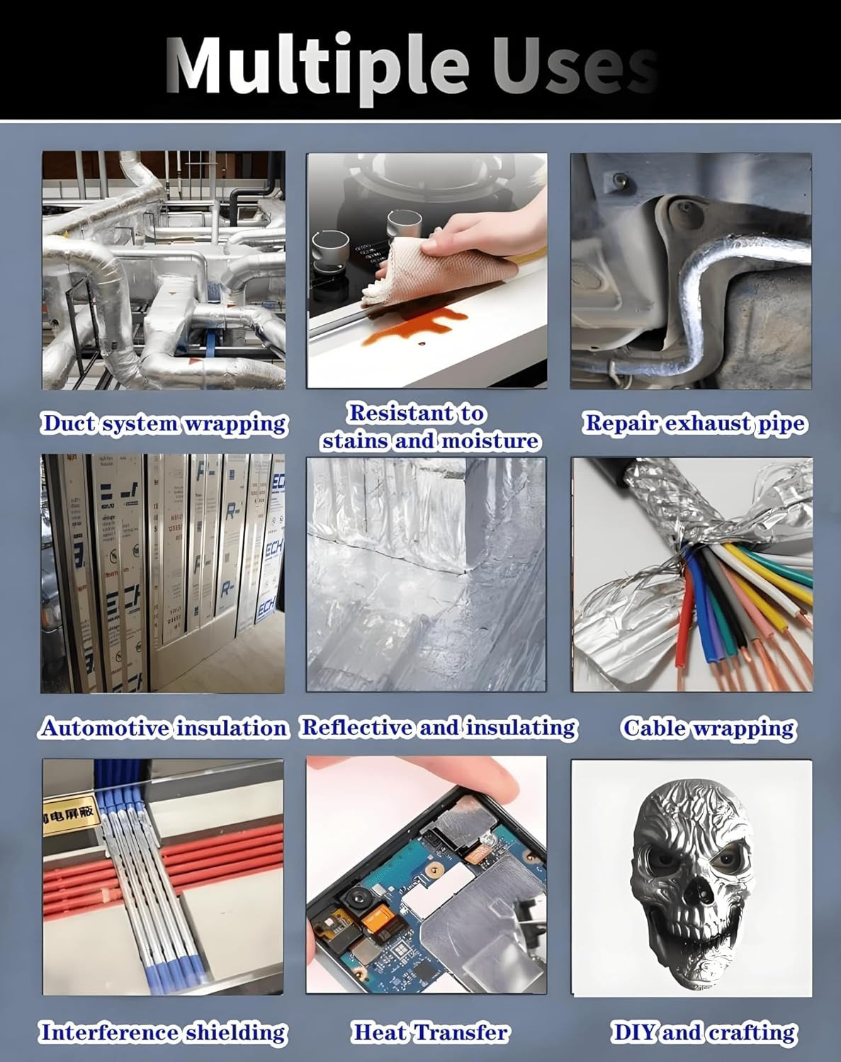 Thicker Aluminum Foil Tape 2-Inch X 50Ft Heavy Duty High Temp Silver Tape for HV