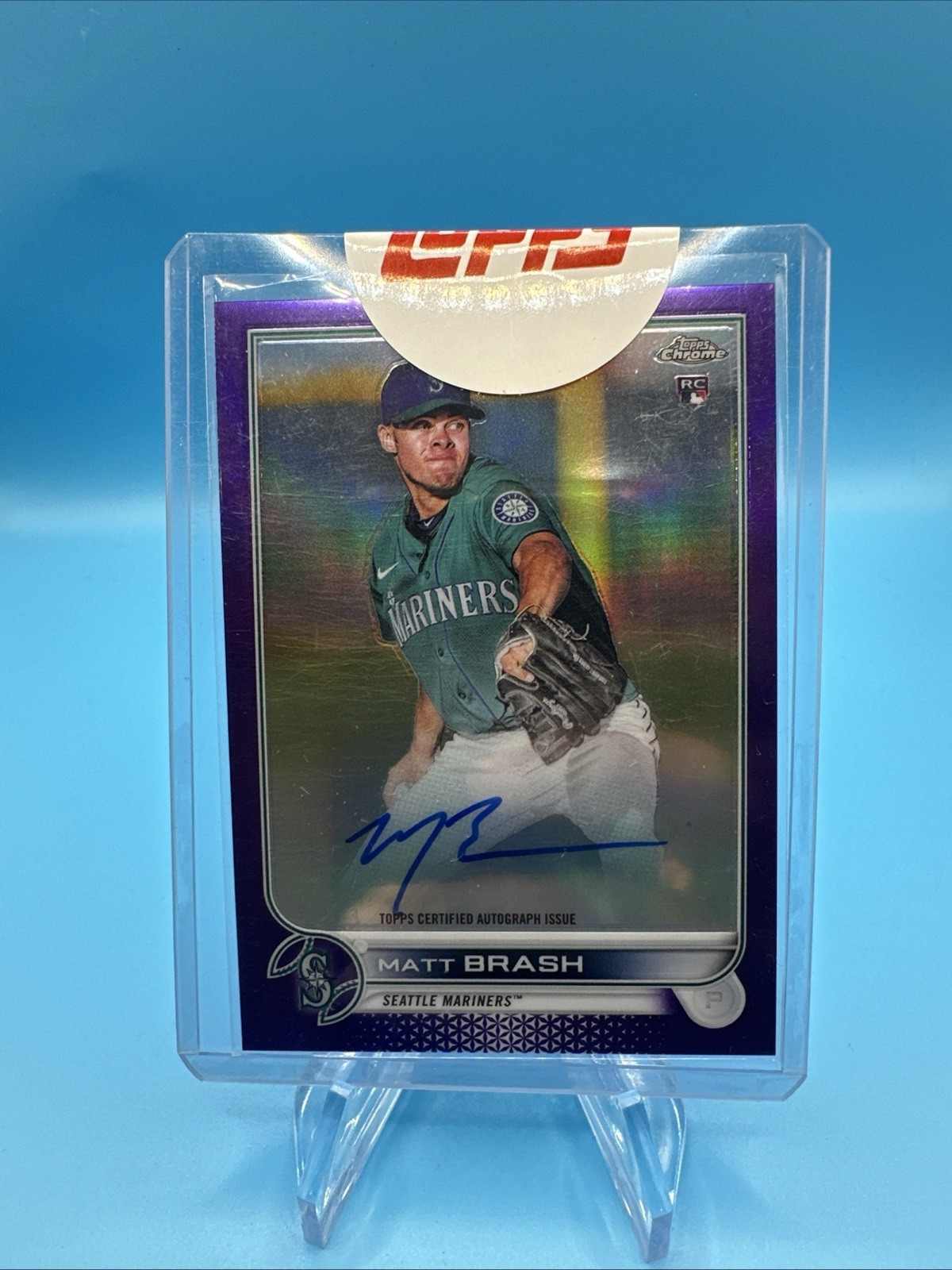 2022 Topps Chrome - MATT BRASH - RC Purple Refractor Auto /250 - Mariners