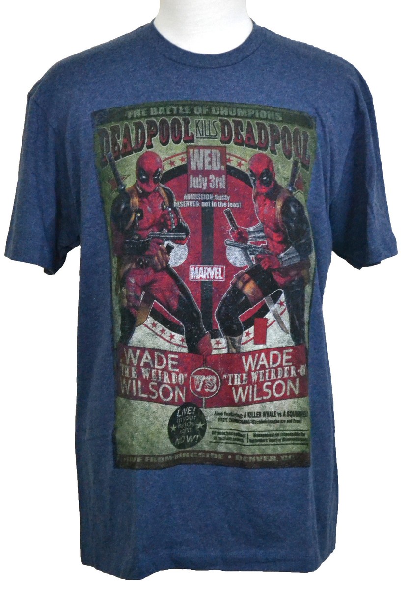 ウィルソン Deadpool Match Poster T-shirt Marvel Comics Superhero Graphic Tee