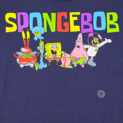 SPONGEBOB SQUARE PANTS SHIRT MENS SMALL BLUE CASUAL CARTOON NICKELODEON NWT