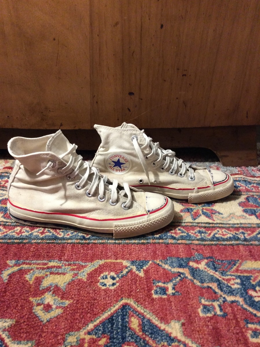 Vintage Converse All Star Chuck Taylor Hi Top Cream White size Made in  USA