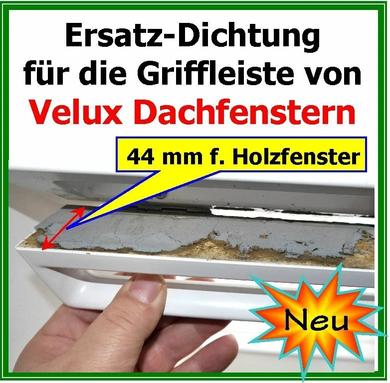 (3,49€/m) Velux-Fenster Dichtung,44mm Breite,f. Holz Dachfenster Lüftungsklappen
