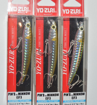 3 lures yo zuri pins minnow floating 2 3/4'' 1/8oz f1162-m44 baby bass trout lure