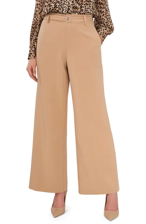 Pantalones anchos de tiro alto en beige - Vince