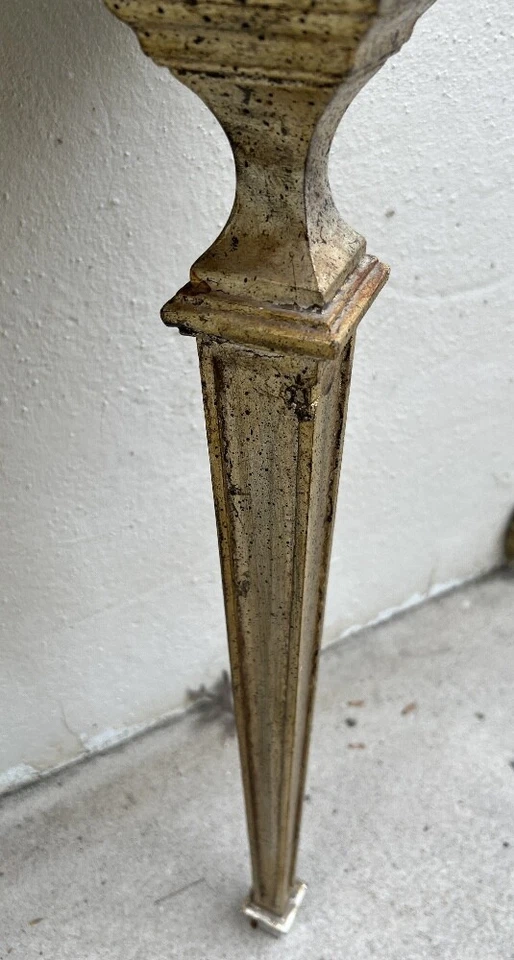 Mesa consola vintage Hollywood Regency florentina veneciana espejada madera con hojas Foto 4 de 4