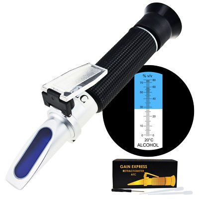 Alcohol Refractometer w/ ATC 0~80% VOL Volume Optical Tester Meter Homebrew