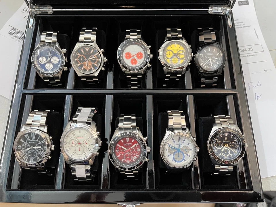 Konvolut 10 Stück Cavadini Herrenuhren Chronographen Designer Edelstahl 10 Bar - Bild 2 von 4