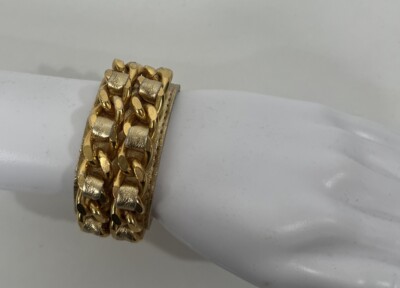 Dolce Vita Designer Gold Tone Wide Style Metal Chain Wrap Cuff Bracelet