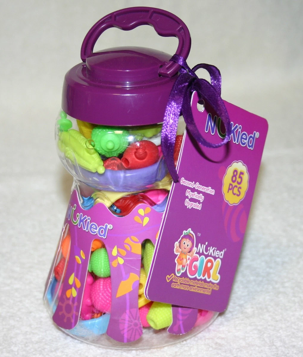 NUKIED plastic pop art beads set 85 pieces in original container
