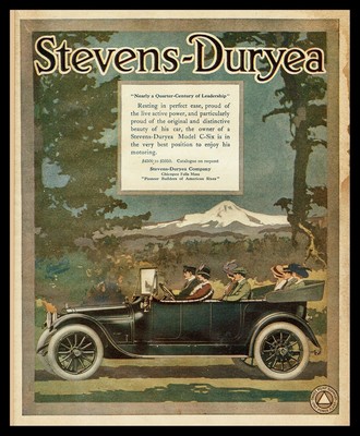 1913 Stevens Duryea Automobile Original Magazine Ad