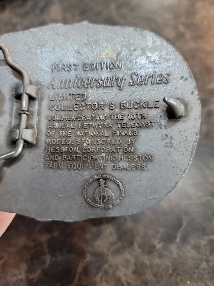 25 aniversario 1983 vintage. Hesston NFR Finales Nacionales Rodeo Cinturón Hebilla con Cinturón Foto 4 de 4