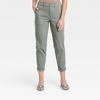 Women's High-Rise Utility Ankle Pants - A New Day Green 2