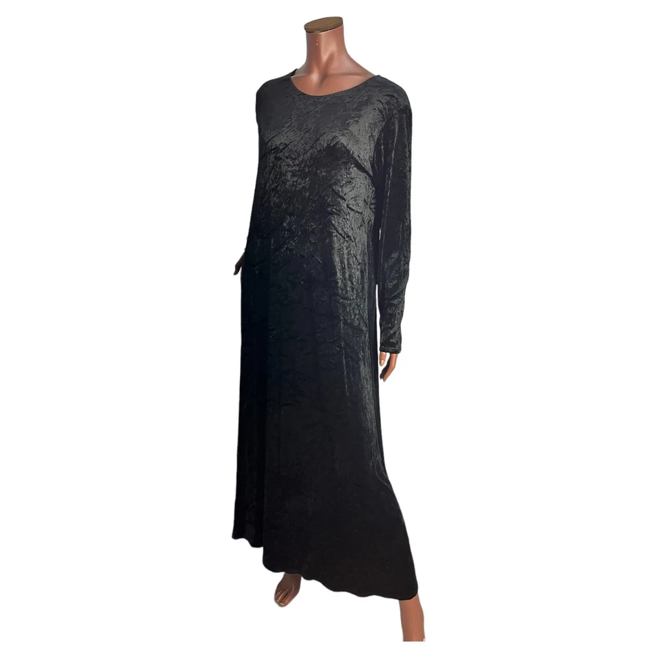 Robe Vintage 90's Velours Noir Maxi 14 16 18 Eileen Fisher Goth / Alt / - Photo 3/3