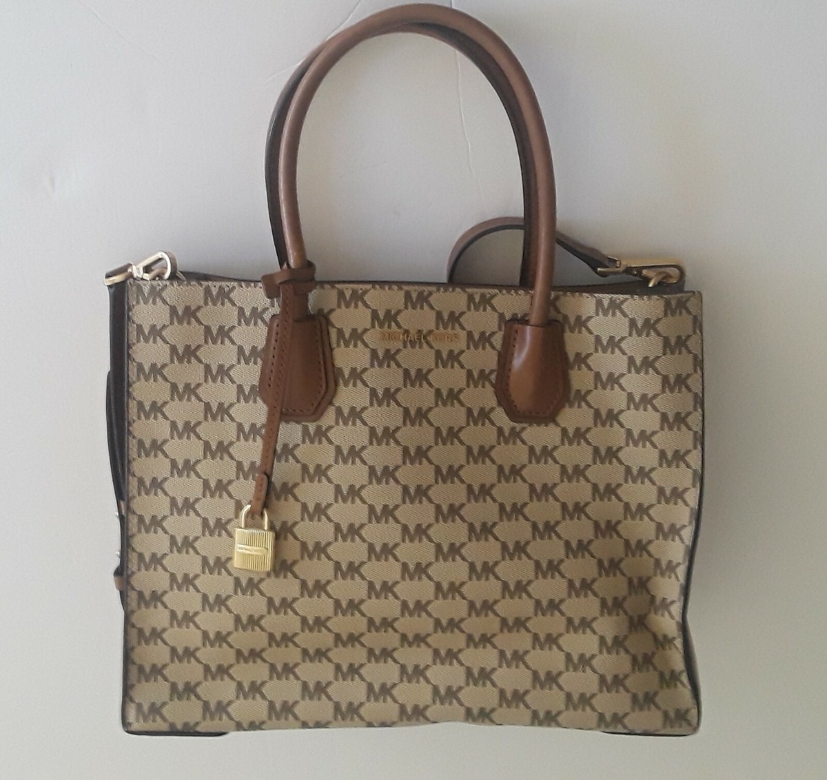 Michael Kors Mott Large Satchel MK Signature Faux Leather