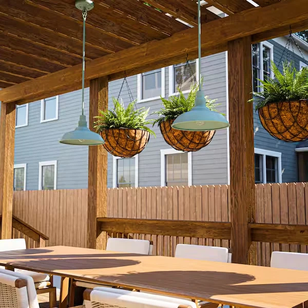 Home Decorators HDP99215 14" Teal Outdoor Mini Pendant Light - Image 4 of 4