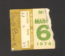 DAVID BOWIE CONCERT TICKET STUB 3/6/1976 MID-SOUTH COLISEUM MEMPHIS, TENNESSEE