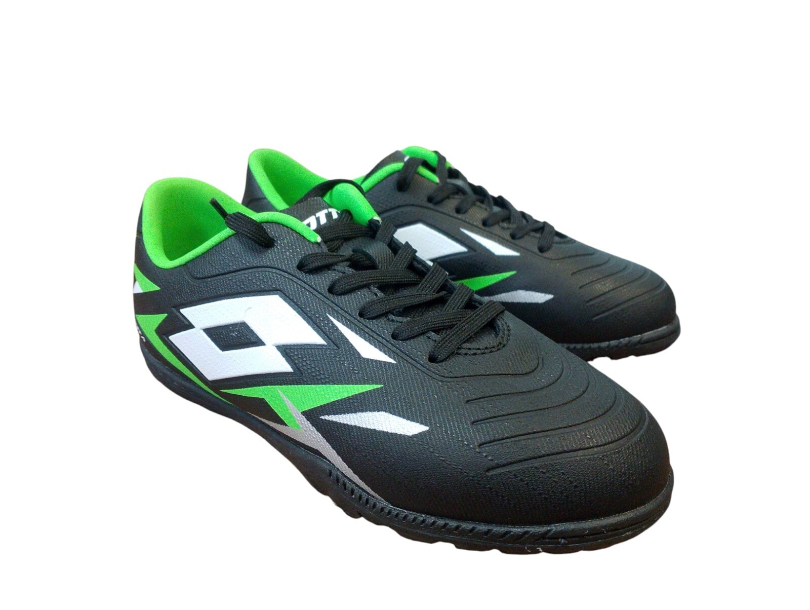 Scarpe Calcetto Lotto Solista 700 Jr Bambino in Pelle Nero verde