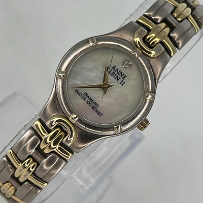 Anne Klein Women's Watch Diamond MOP Dial Gold Silver