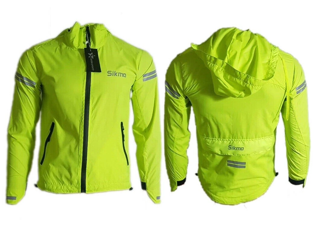 Mens Cycling jacket Hooded rain jackets water resistant wind breaker bike top