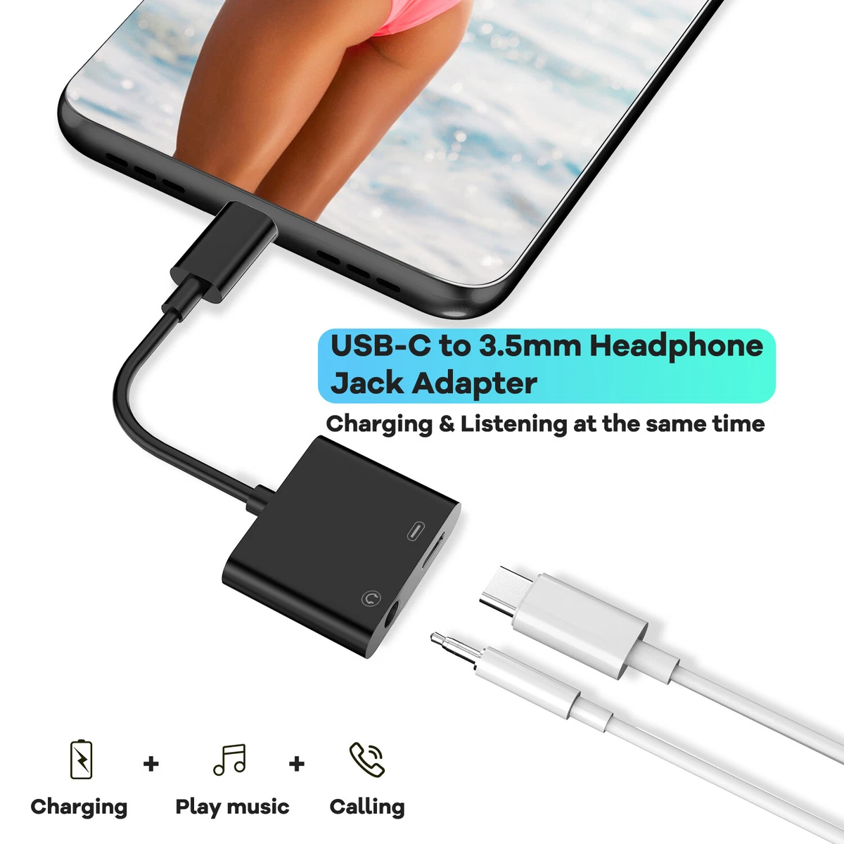 USB-C to 3.5mm Charger and Headphone Adapter