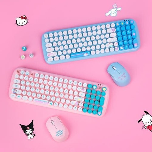 Sanrio Retro Wireless Keyboard & Mouse SET Pochacco Cinnamoroll Hello Kitty - 第 1/21 張圖片