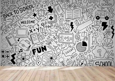 3D School Doodle Wallpaper Wall Mural Removable Self-adhesive Sticker587