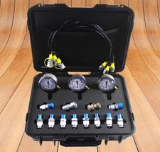 SINOCMP Hydraulic Pressure Gauges Test Kit 3 Gauges(25/40/60Mpa) 12 Couplings