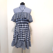 J. CREW Women's Cotton Black White Halter Dress Resort Casual Size S