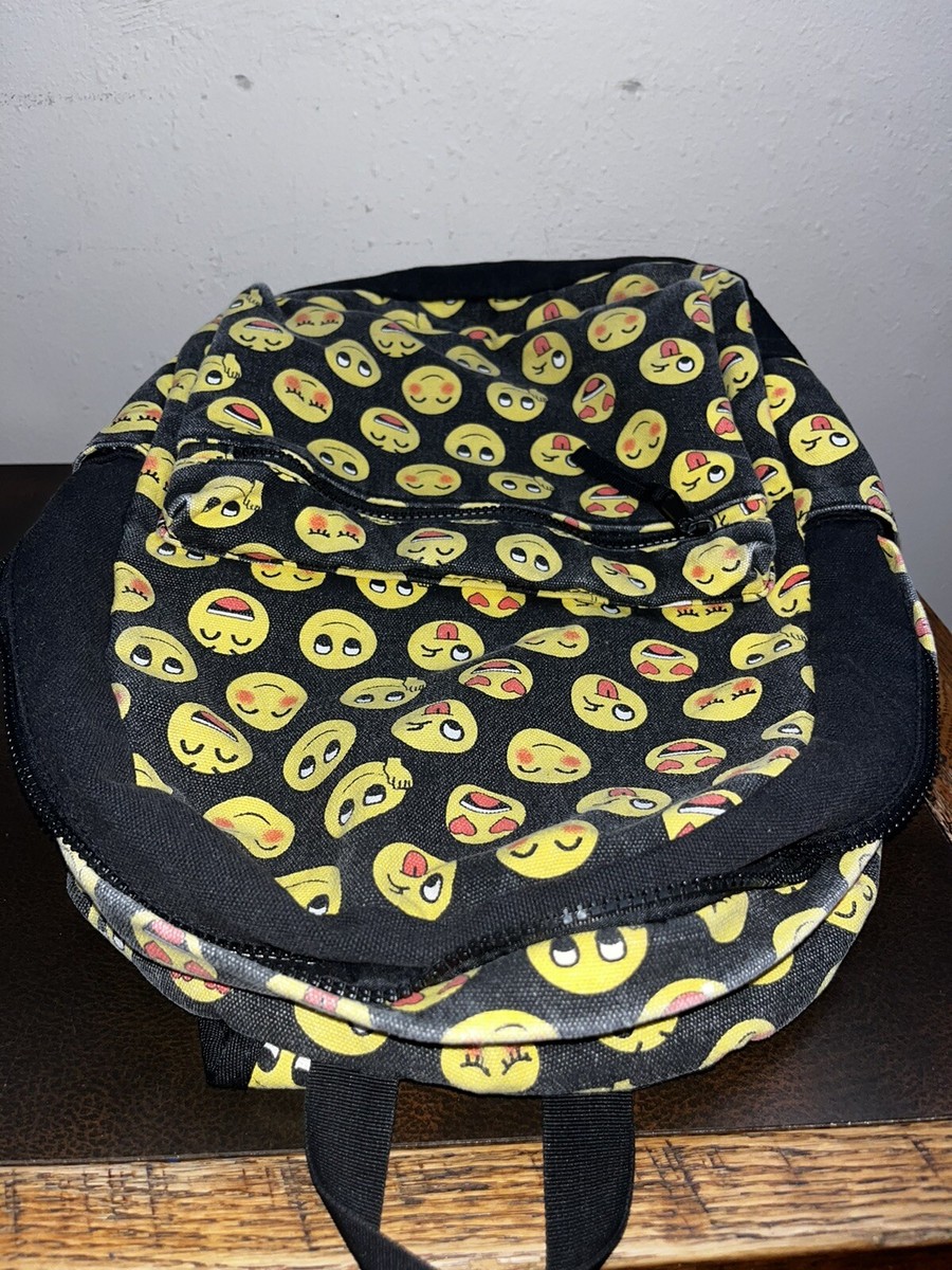Emoji Backpack Yellow&Black Canvas Material Zippers 4Pockets  display picture 2