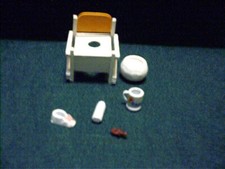 6 PC. Vintage Miniature Dollhouse 1:12 Nursery Baby Potty Chair Bottle Shoe Mug