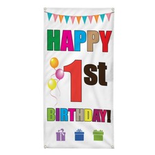 Vertical Vinyl Banner Multiple Sizes Happy 1St Birthday Lifestyle Outdoor